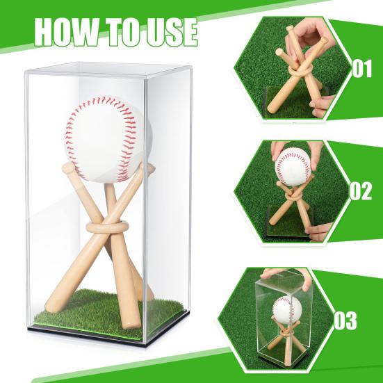 Baseball Vitrine Transparente Acrylbox mit Holzständer Staubdichte Präsentationsbox für Sammlerstücke Signierte Baseballs