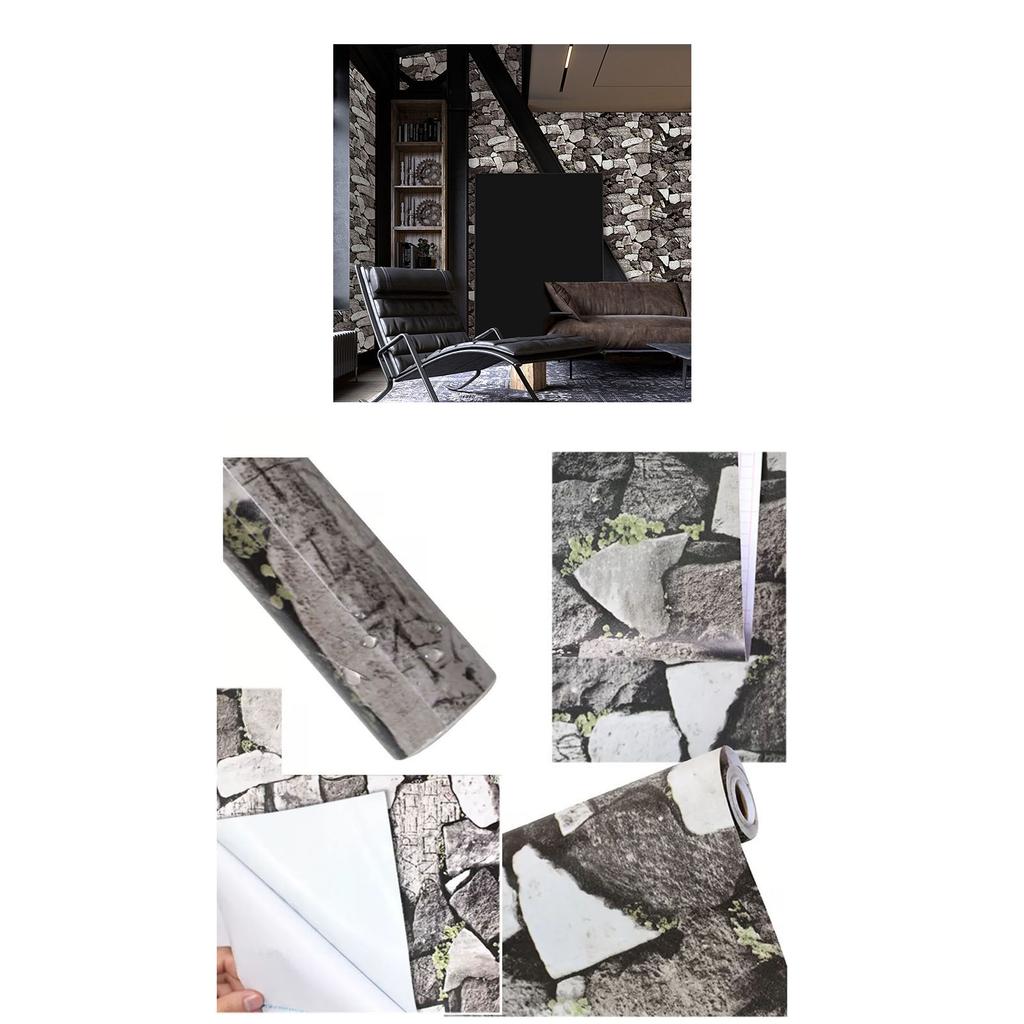 3D Brick Wallpaper Self Adhesive Waterproof Vintage Nostalgic Wall Decals for Furniture Appliances