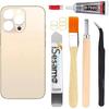 Rear Back Glass Replacement Compatible with iPhone 13 Pro Max All Carriers with Pre-Installed Adhesive and Repairing Tool Kits (Gold)