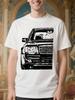 Glstkrrn  W124 OLS Casual - White Round Neck Short Sleeve with Black Car Graphic Print T-shirt