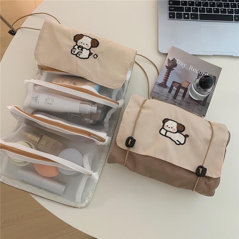 Original Design Puppy Large 4-in-1 Travel Makeup Bag with Detachable Mesh Storage