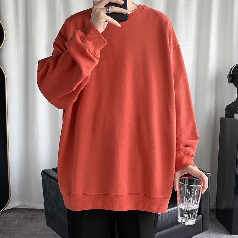 

Чоловічий модний однотонний світшот з круглим вирізом 2025 року, вільний пуловер без капюшона, тонкий стиль на весну та осінь, доступні великі розміри 5XL