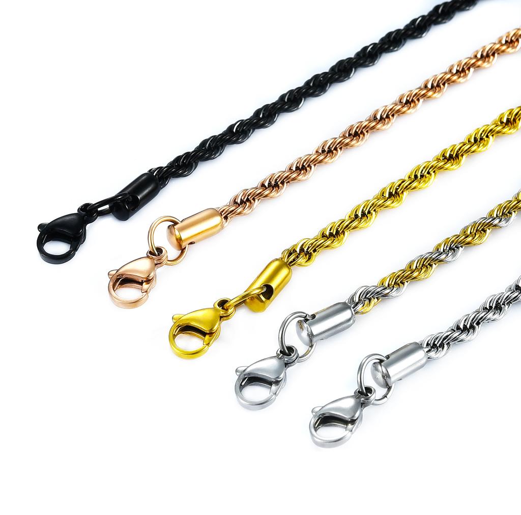 2/3/4/5/6mm Breite gedrehte Seilkette Halskette Edelstahl Choker für Damen Herren Metall Schmuckzubehör 5 Farben 16 bis 30 Zoll