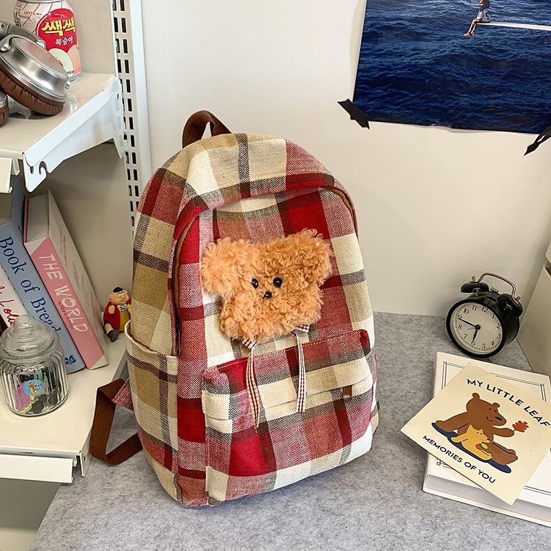 

Новий продукт: Милий картатий ведмедик шкільний рюкзак повсякденний рюкзак великої місткості для учнів середньої та старшої школи .