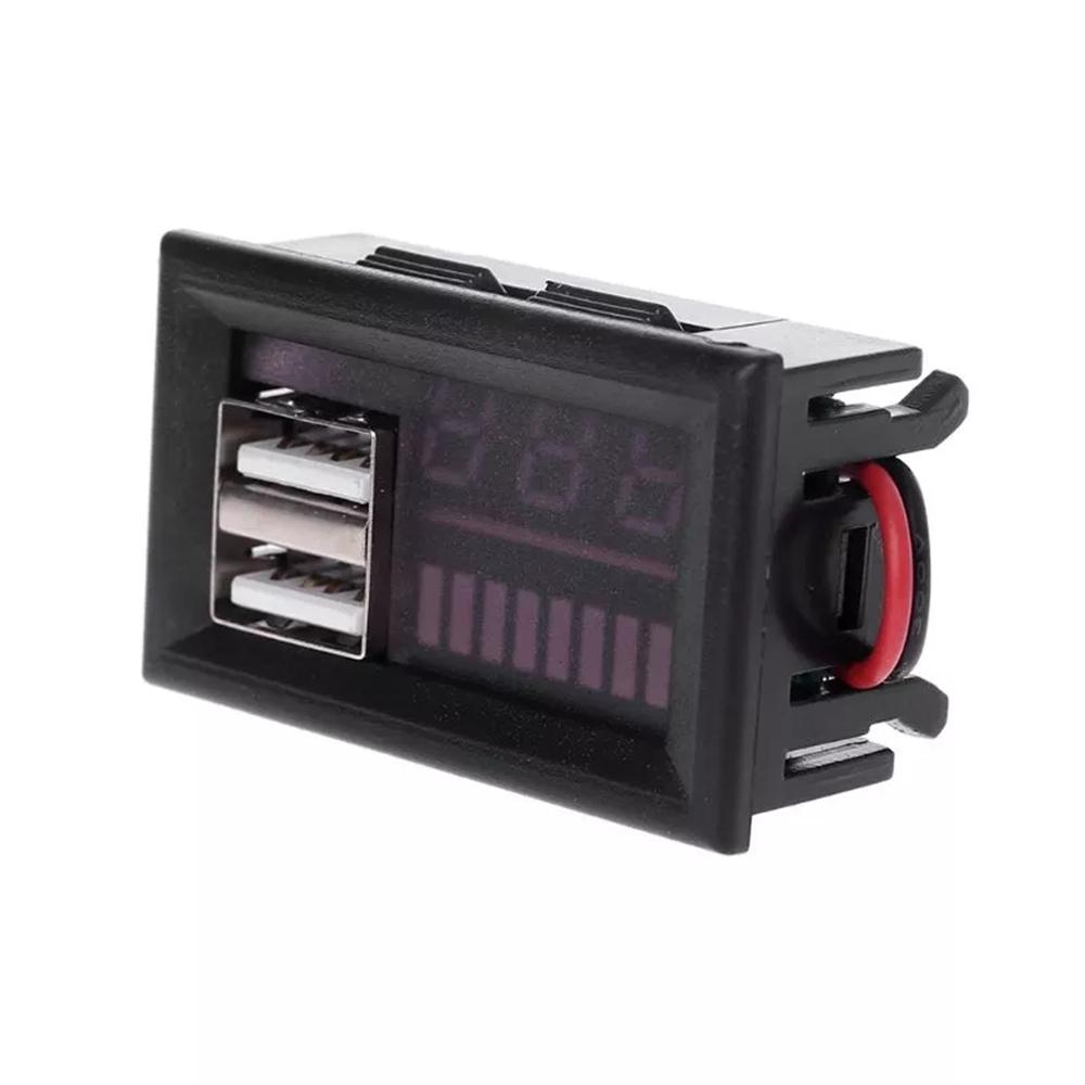 Mini Red LED Digital Display Voltmeter Voltmeter Voltage Tester Panel for DC 12V Car Motorcycle Vehicle USB 5V 2A Output