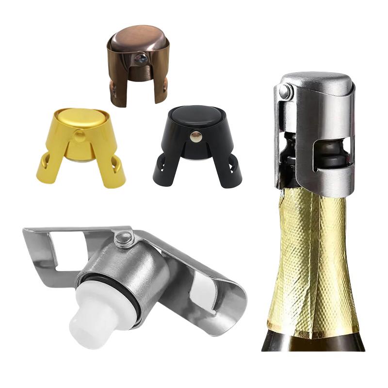 1Pcs Champagne Bottle Stopper Stainless Steel Sparkling Grape Wine Bottle Plug Vacuum Sealer Bottle Liquor Flow Stopper Cap Bar