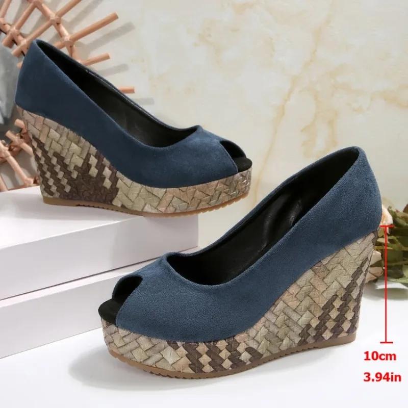 2025   Pu Wedges Women High Heels Peep Toe Shoes Platform Pumps Wedding Party Shoes Comfort Casual Shoes