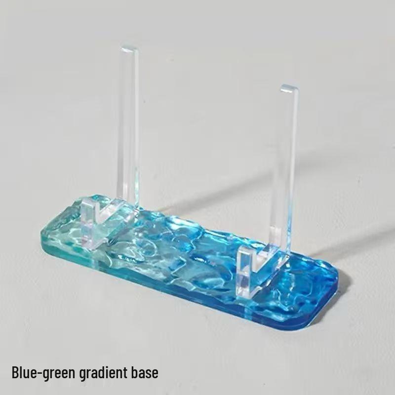 Water Pattern Acrylic Badge Display Stand - Transparent High-Gloss Square Desktop Card Storage Tray