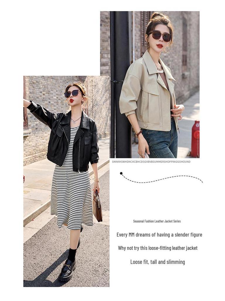 2025 Frühling/Herbst Damen Kurze Lammlederjacke - Lässig, Lockerer Modemantel