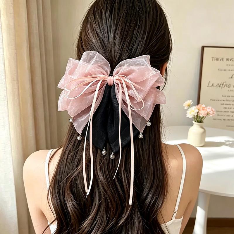 Handgemaakte Chiffon Bloemenstrik Paardenstaartclip voor Volume in het Haar