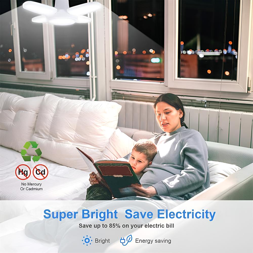 E27 LED-Lampe, Lüfterflügel-Timing-Lampe, AC85-265V, 28 W, faltbare LED-Glühbirne, Lampada für Heim-Deckenleuchte