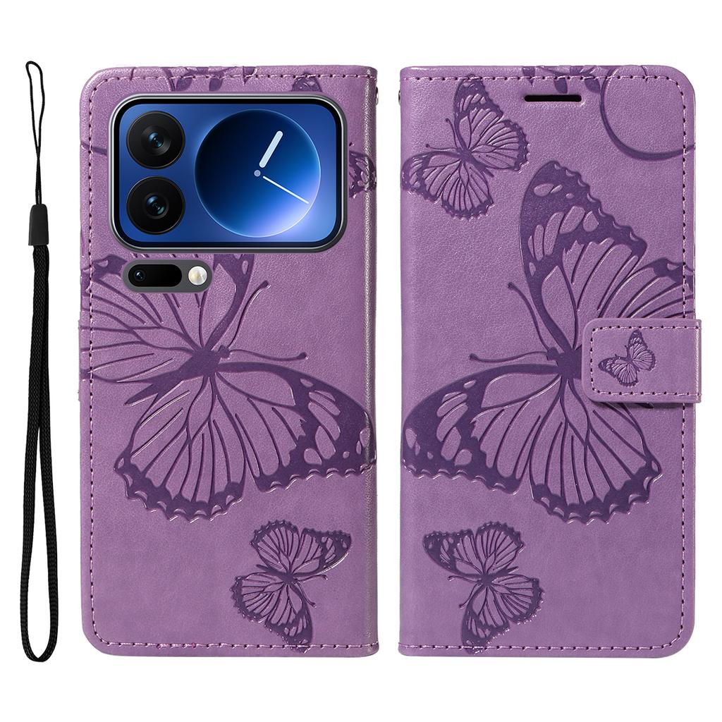 For Xiaomi 17 Pro Wallet Case Floral Butterfly Imprinted Leather Phone Cover Stand -  Green