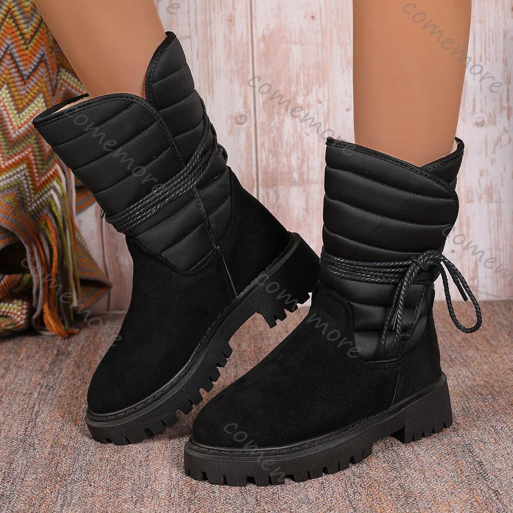 Fashion Comemore Mid-calf Warm Snow Boots Women 2025 Autumn Winter Shoes Casual Thick Bottom Padded Outside Big Size 36-43 Snow Botas