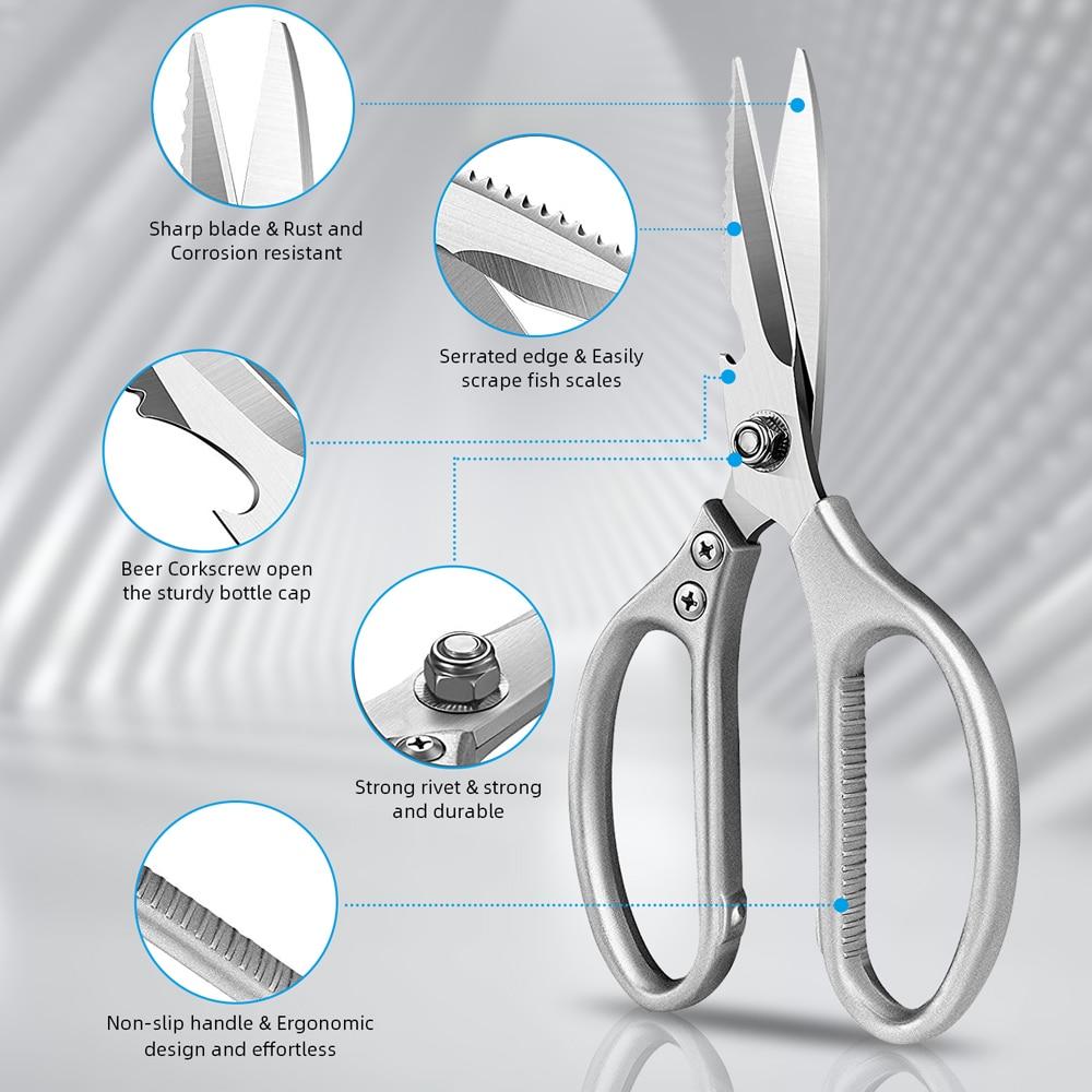 Kitchen Chicken Bone Fish Scissors Chicken Duck Cutter Shears Stainless Steel Scissors Scale Clean Cook Knife