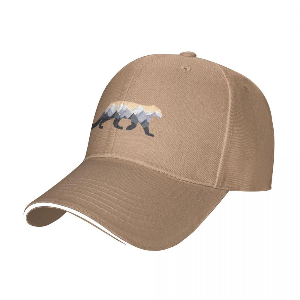 Minimal Snow Leopard with Mountains Cap Baseball Cap Sunscreen Dropshipping Unisex Hats Women's