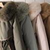 Giacche lunghe con collo in pelliccia sintetica per donna, nuova fodera invernale, cappotto imbottito femminile staccabile, parka invernale stile coreano con cappuccio