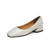 New Square Head Shallow Mouth Square Heel Small Leather Shoes Women's Elegant Fashion High Heels Dress Shoes Zapatos Mujer