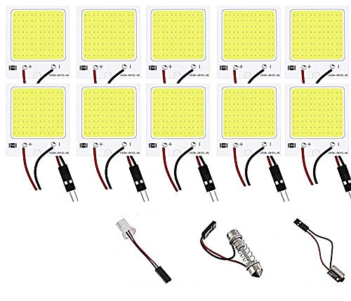 

[TradeWind] 48-LED Interior Light, Trunk/Footwell Light, Flat, White COB, Super Bright, T10 12V Socket Included, 10-Pack