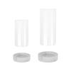 Set aus 2 klaren Glaszylinder-Vasen, winddichte Kerzenhalter mit Holzplatte für Blumenarrangements, Partytische und Wohnzimmerdekorationen