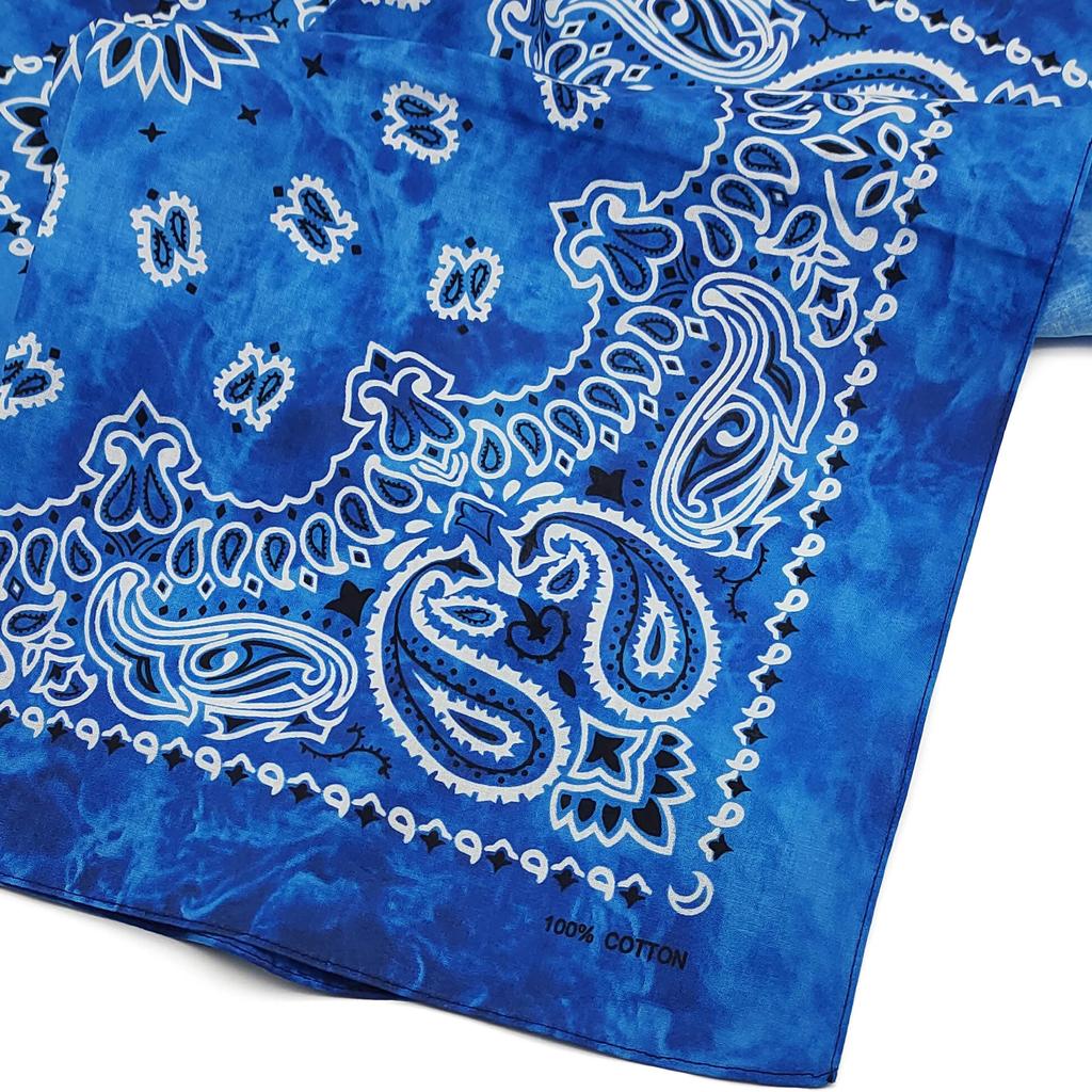 kakatrend bandana paisley 100% cotton tie-dye light blue adult bandana handkerchief unisex durag large size men's sky blue 55cm x 55cm