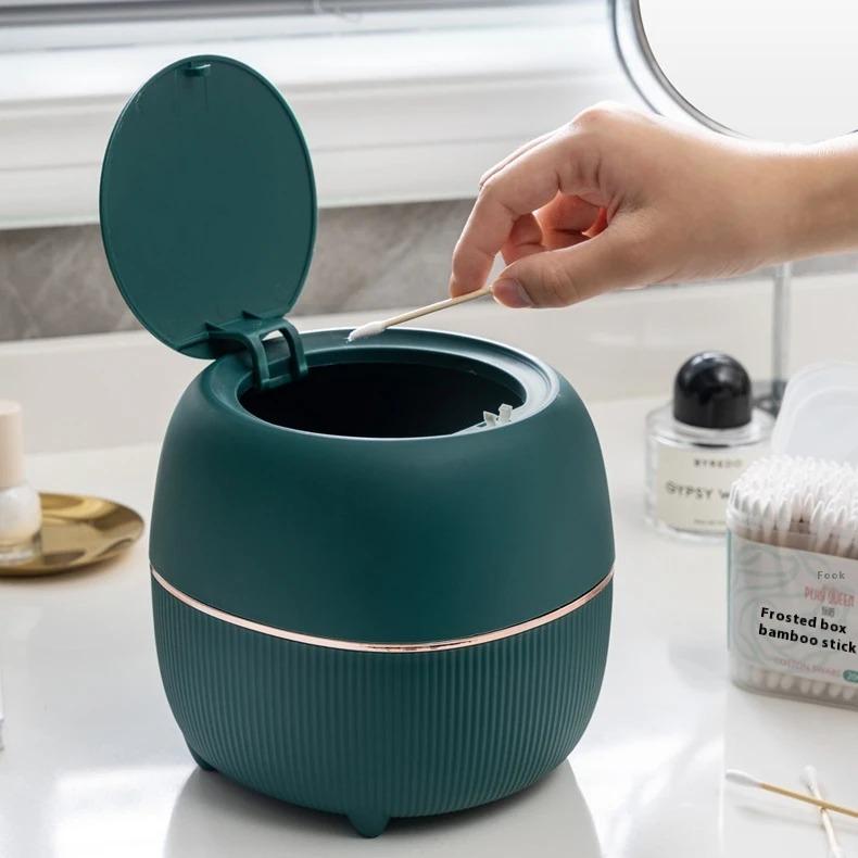 Mini Creative Desktop Trash Desk Light Luxury Pop-up Lid Storage Bucket Kitchen Bedroom Make Up Desktop  Rubbish Storage Bucke