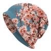 ZLIENSZUS Blooming Peach Tree Beanie Hat - Pink Spring, Warm Winter for Layering, Cozy Fall Streetwear, Casual Outfits Suitable for Fall or Winter Out