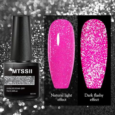 MTSSII 7ml Top Coat reflectorizant pentru unghii cu sclipici Efect de lac pentru unghii Gel semipermanent pentru manichiura Nail Art UV Gel pentru unghii