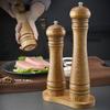 Wooden Pepper Mill Set of 2 with Base, Premium Ceramic Grinder Core, Adjustable Coarseness for Salt & Spices, Kitchen Tool