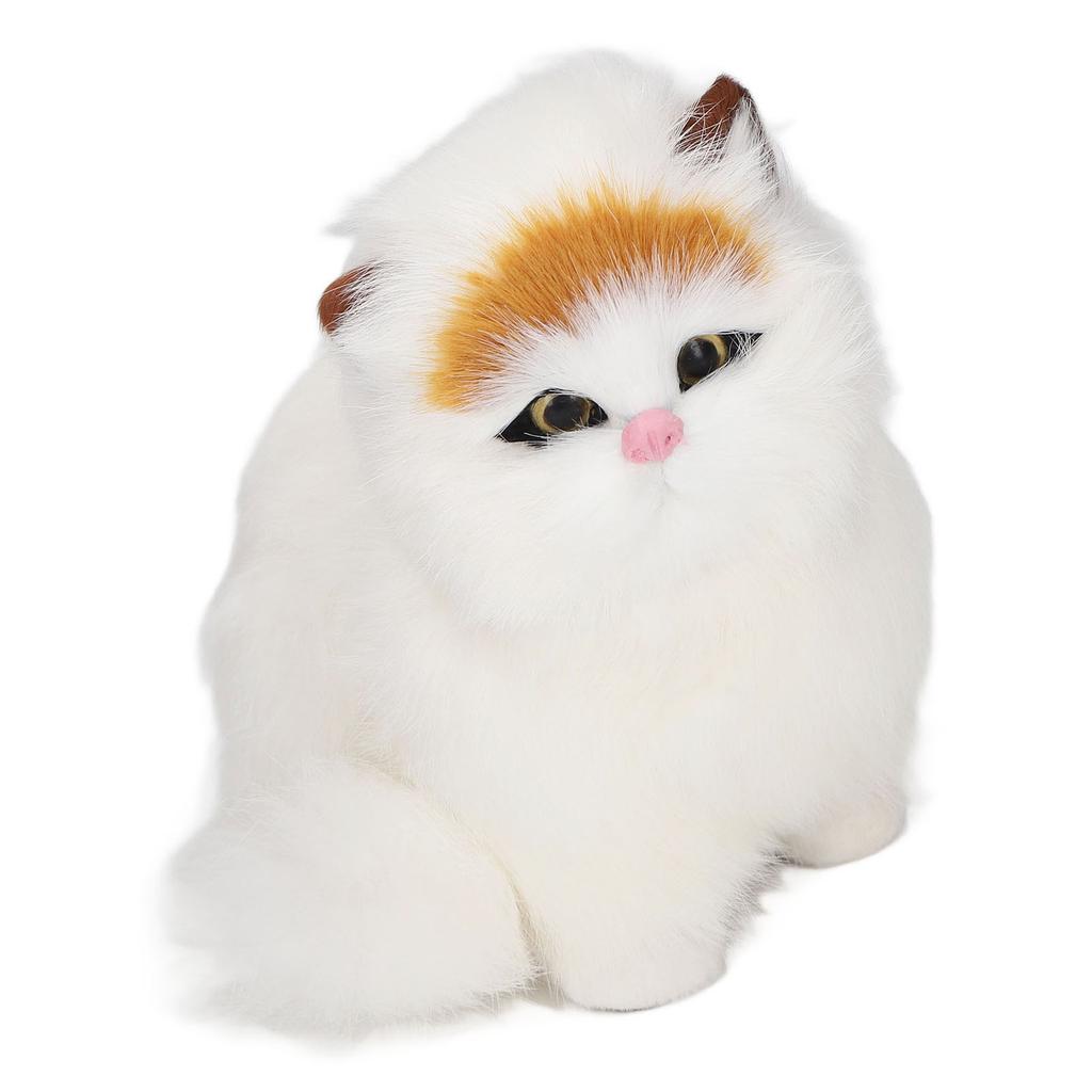 Synthetic Fur Cat Statue Home Funny Exquisite Cute Simulated Furry Cat Figurine Show Window