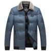 Cappotto invernale da uomo in cotone con collo in pelliccia alla moda, spesso, corto e caldo, in cotone, con risvolto, piumino