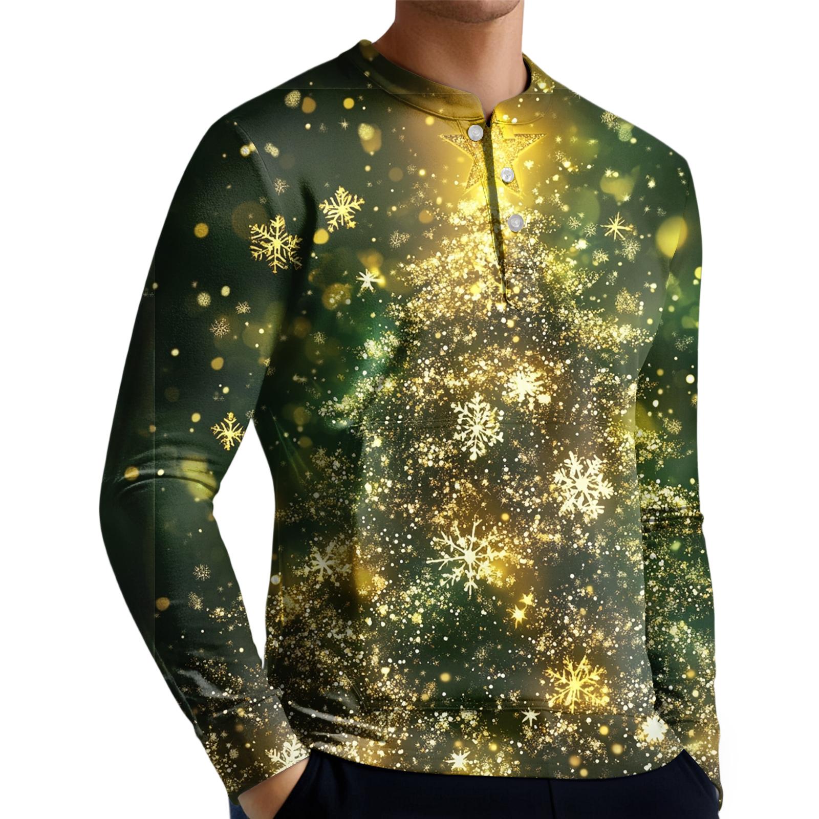 

Men s Casual Button-Down Sweatshirt Fashion Printed Long Sleeve Shirt Pullover XXL