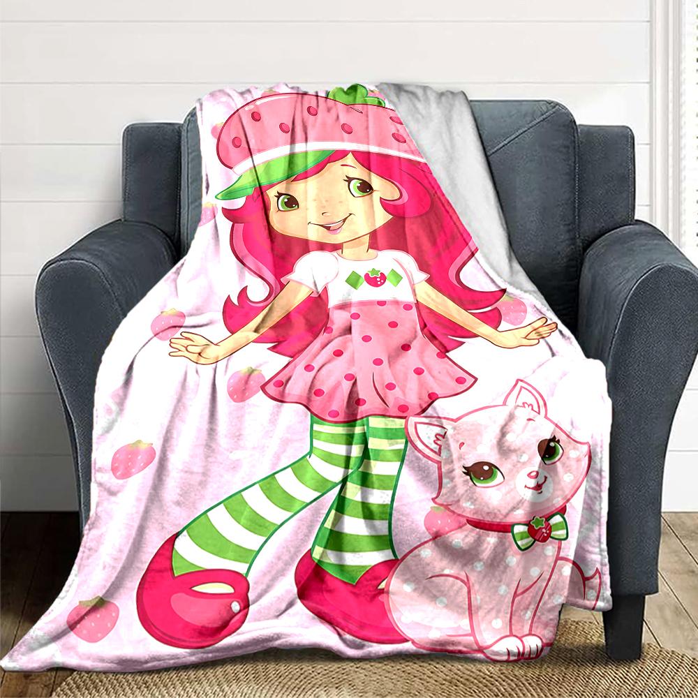 1Pc Strawberry Party Invitation Blanket For Couch Bed Plush Cozy Fuzzy Blanket Super Soft Warm Blankets For Fall And Winter 0918254
