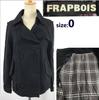 Made In Japan FRAPBOIS Short Wool P-Coat 0 Women Black Checked Lining(USED)
