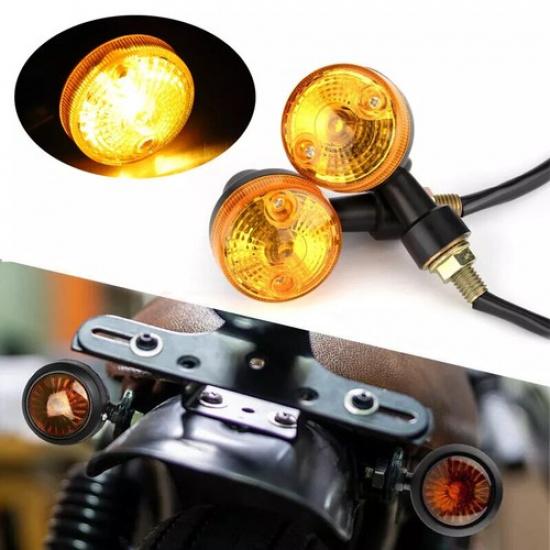 1Pair Amber Motorcycle Mini LED Turn Signal Blinker Amber Light Universal New
