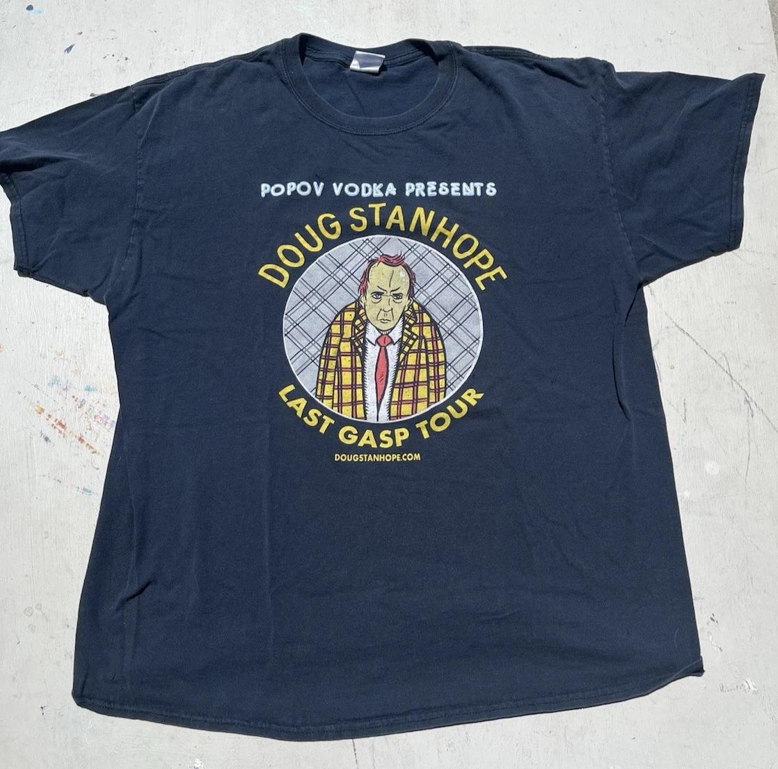 Men s Doug Stanhope T-Shirt Black Spell-Out XL Comedy Tour Cigs Booze AZ Iconic M