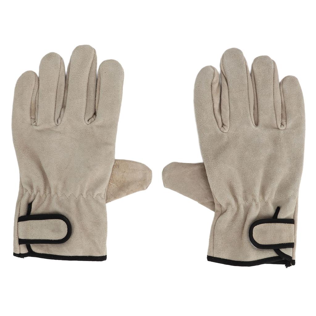 Cowhide Leather Gloves Durable Insulation Leather Gloves BBQ Camping Driving Gloves for Welding