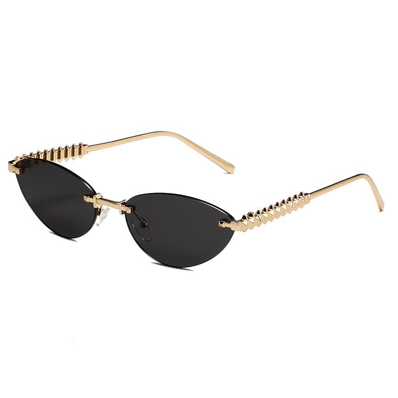 

Men Women Fashion Cat Eye Design Sunglasses Metal Rivet Legs Uv Protective Glasses Outdoor Driving Travel Beach Sunglasses