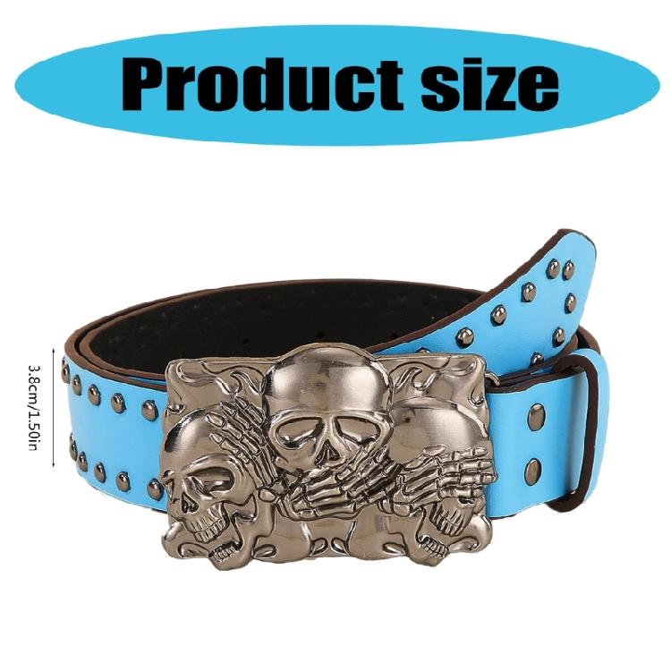 Versatiles Leather Belt Hipsters Fashion Waistband Men Skull Buckle Waist Belt for Trendy Outfits