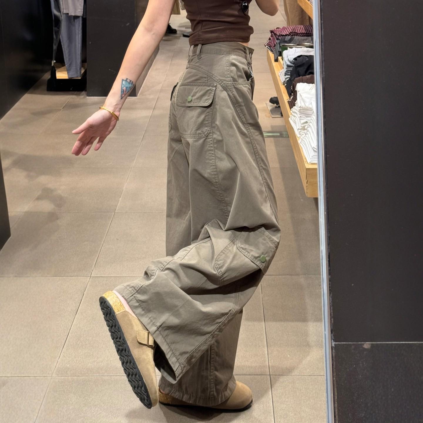 

Women s Plus Size High Waist Wide Leg Workwear Pants - Spring Slimming Loose Fit XL (60-70 kg) армія зелений колір