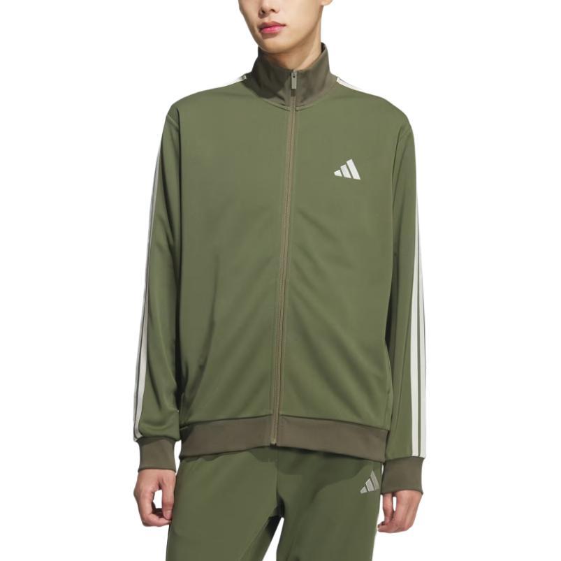 Adidas 3S High Neck Striped Logo Zip Long Sleeve Jacket Men jackets KR6433