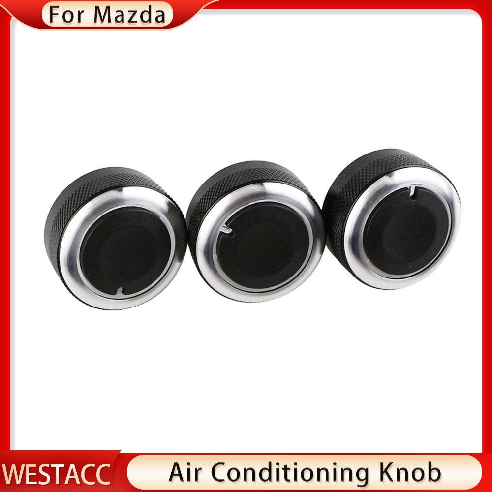 3Pcs/set Alumnium Alloy Car Air Conditioning Knob for Mazda 3 Axela 2014-2017 AC Heater Control Switch Knob Parts