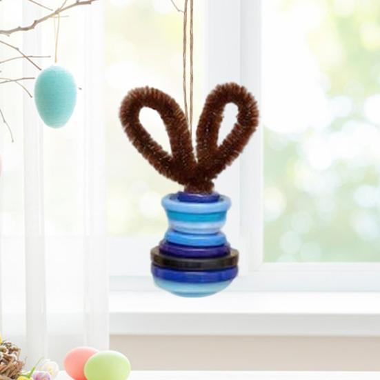 Button Easter Bunny Craft Button Bunny with Twisting Stick Hanging Ornament Kit DIY Ears for Easters