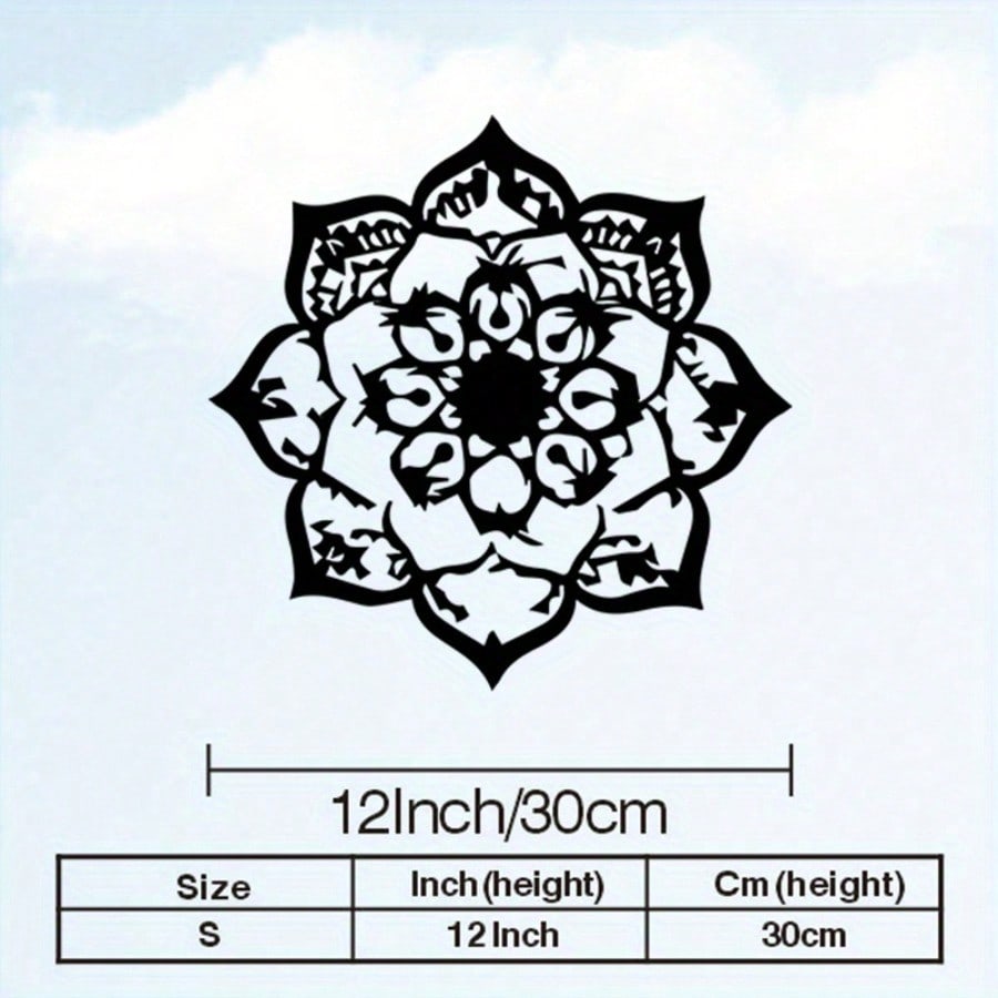 

Vintage Mandala Powder Coated Iron Wall Art Black White Lotus Decor