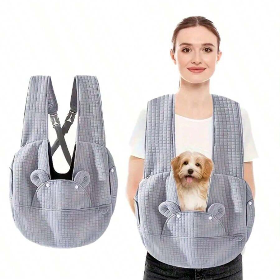 Minimalist Cross-Style Pet Carrier Portable Dog Backpack Small Double-Shoulder Outdoor Front Pack with Ad