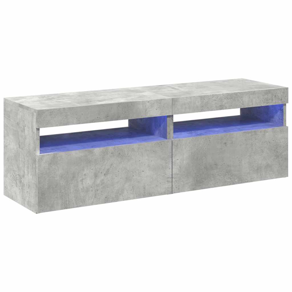 Fernsehschrank Mit LED-Licht 2 Stück, Klappaufbewahrung Fernsehschrank, Aufbewahrungssideboard, 60x35x40 Cm