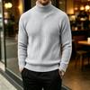Men's Casual Turtleneck Sweater Color Vertical Stripe Long Sleeve Pullover