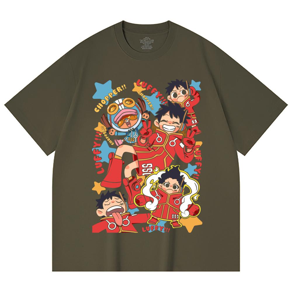 230 g/m² 100% Baumwolle Einteiler V58 Egghead Chibi Print Unisex Schweres Baumwoll-T-Shirt