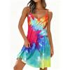 Summer Women's Simple and Elegant Daisy-Print Spaghetti-Strap Dress Round-Neck Fashionable Casual Dress