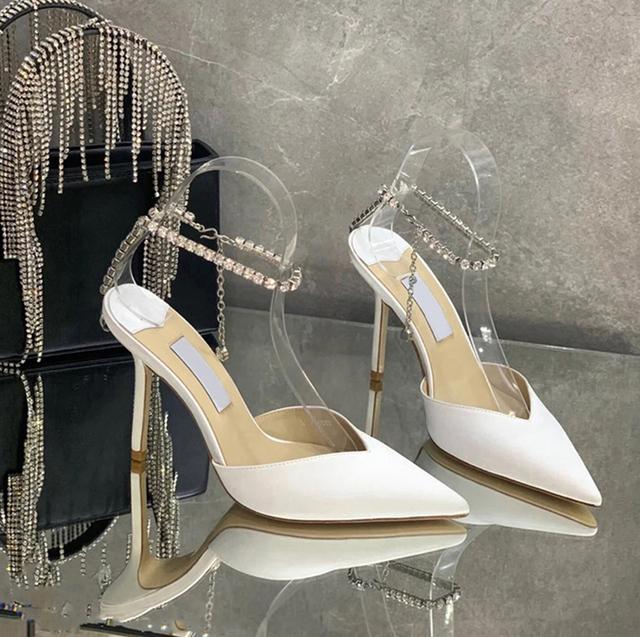 Новые розово-красные босоножки со стразами женские туфли с квадратным носком женские — фото 9