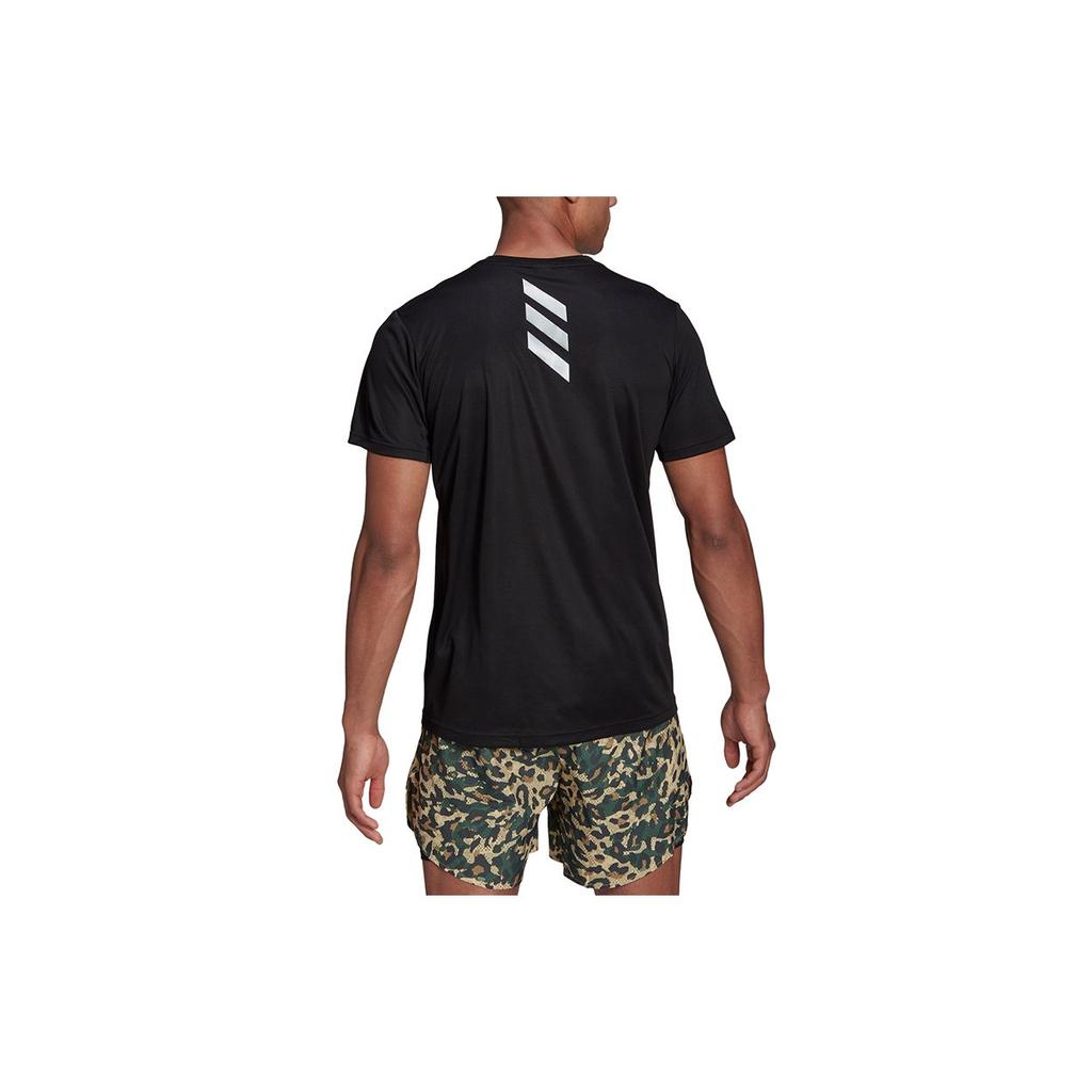 Adidas Reflective Print Running Short Sleeve T-Shirt Men Tops Black GN5707